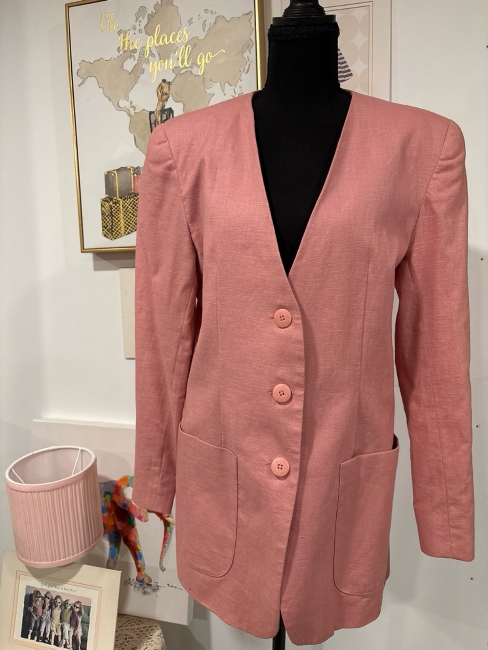 Chaus Dusty Rose Longline V-Neck Blazer #classic #work